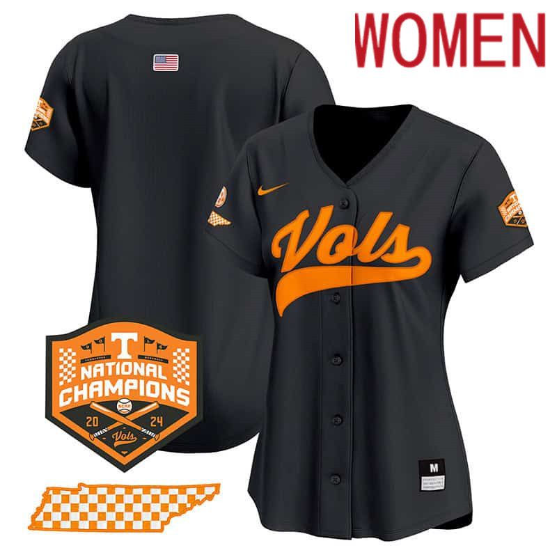 Women Tennessee Volunteers Blank Black 2024 Nike Champions Vapor Premier Limited NCAA Jersey->women nfl jersey->Women Jersey